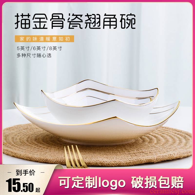 Jingdezhen ceramic tableware creative home pure white contracted bowl of soup bowl of salad bowl size up phnom penh newborn dishes