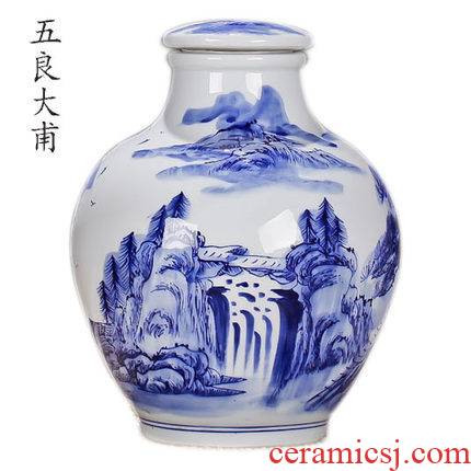 Jingdezhen ceramic bottle hand - made 10 jins jars seal dip jugs thickening lead - free wine bottles