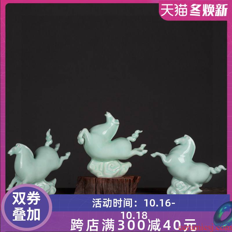 Ceramic horse shadow celadon home furnishing articles furnishing articles of jingdezhen ceramics decoration process