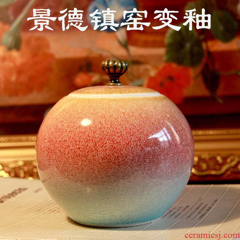 Caddy fixings jingdezhen ceramic seal tank manual variable glaze household moistureproof wine decorates porch receive furnishing articles