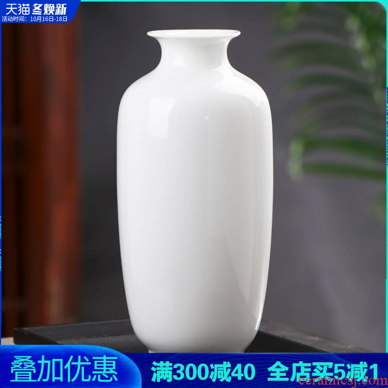 Jingdezhen ceramic floret bottle tea art desktop pure white porcelain sitting room adornment study of new Chinese style porch place