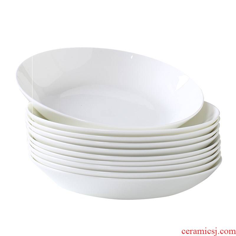 Pure white ipads China plate sub contracted household food dish of circular plate flat square plate 6 sets of tangshan ceramic tableware