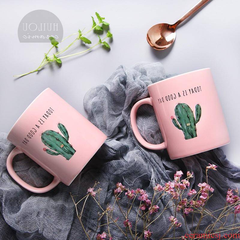 The kitchen ceramic cups of coffee mugs creative cactus The plants couples office milk glass ceramic cups of northern Europe