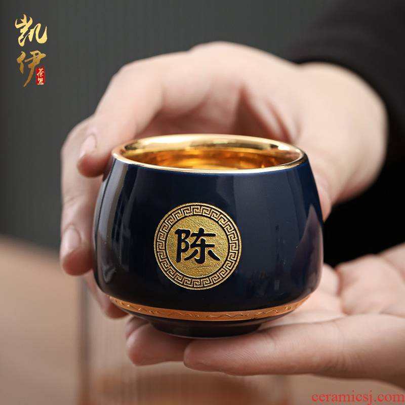 The Master of fine gold cup cup one cup of ceramic cup support private household kung fu tea custom lettering