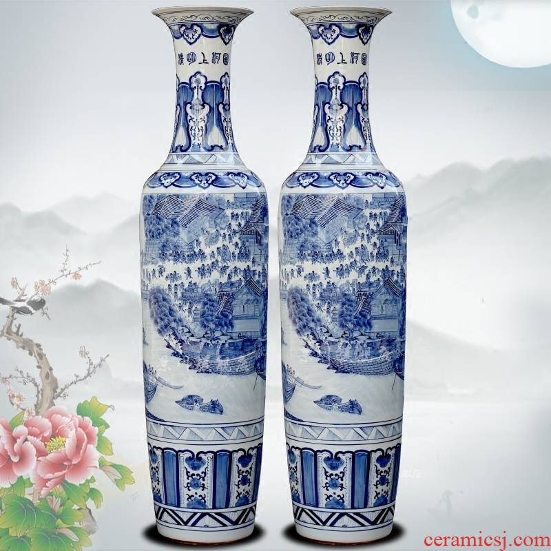Jingdezhen porcelain ceramic hand - made ching Ming vase painting of large home sitting room hotel modern furnishing articles
