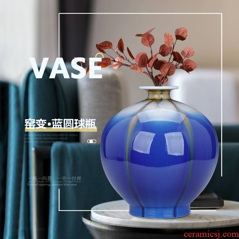 Blue variable small expressions using furnishing articles ceramic sitting room decoration vase dried flower flower implement the new Chinese rich ancient frame small place