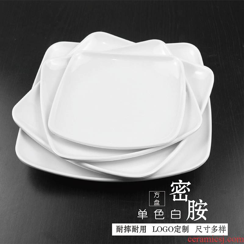 Flat fast with 2 plastic tray are cooking western food plate plate plate of melamine imitation porcelain square plate
