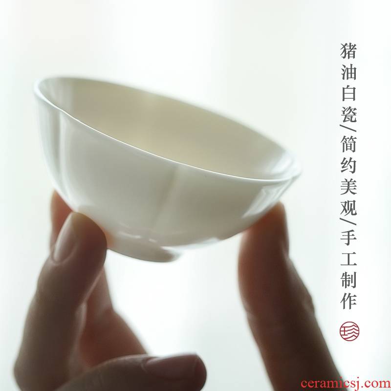 Jane tao is white porcelain cups dehua suet jade porcelain sample tea cup kung fu tea set single tea cup, master cup ceramics