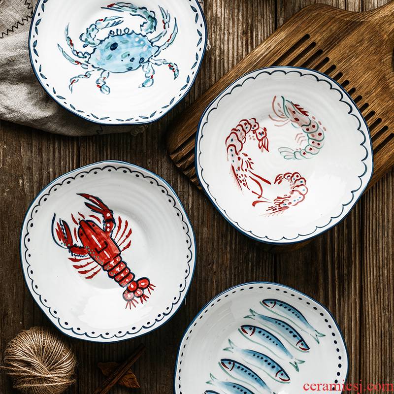 Japanese household large ceramic bowl pull rainbow such as bowl bowl noodles soup bowl creativity tableware suit ltd. fruit bowl