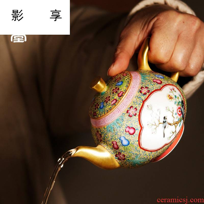 Shadow enjoy ancient jun porcelain teapot jingdezhen porcelain enamel large household tea pot of kung fu tea set