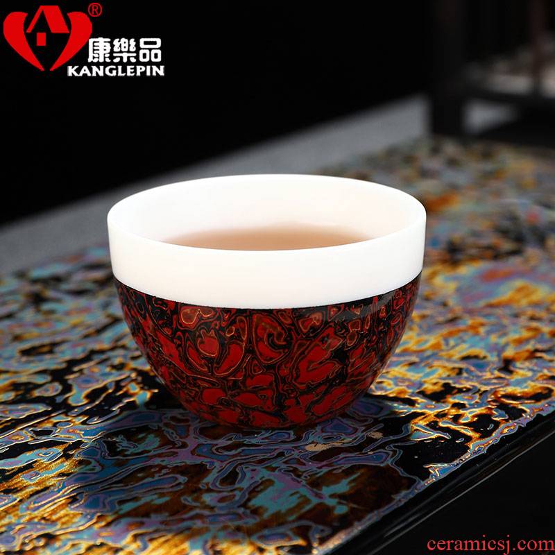 Recreational product lacquer Chinese suet jade white porcelain masters cup traditional checking Chinese lacquer cups sample tea cup