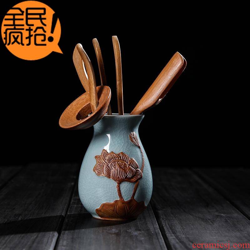 Hui shi longquan celadon celadon bamboo special tea tea sets tea tray accessories kung fu tea ceramic 6 gentleman