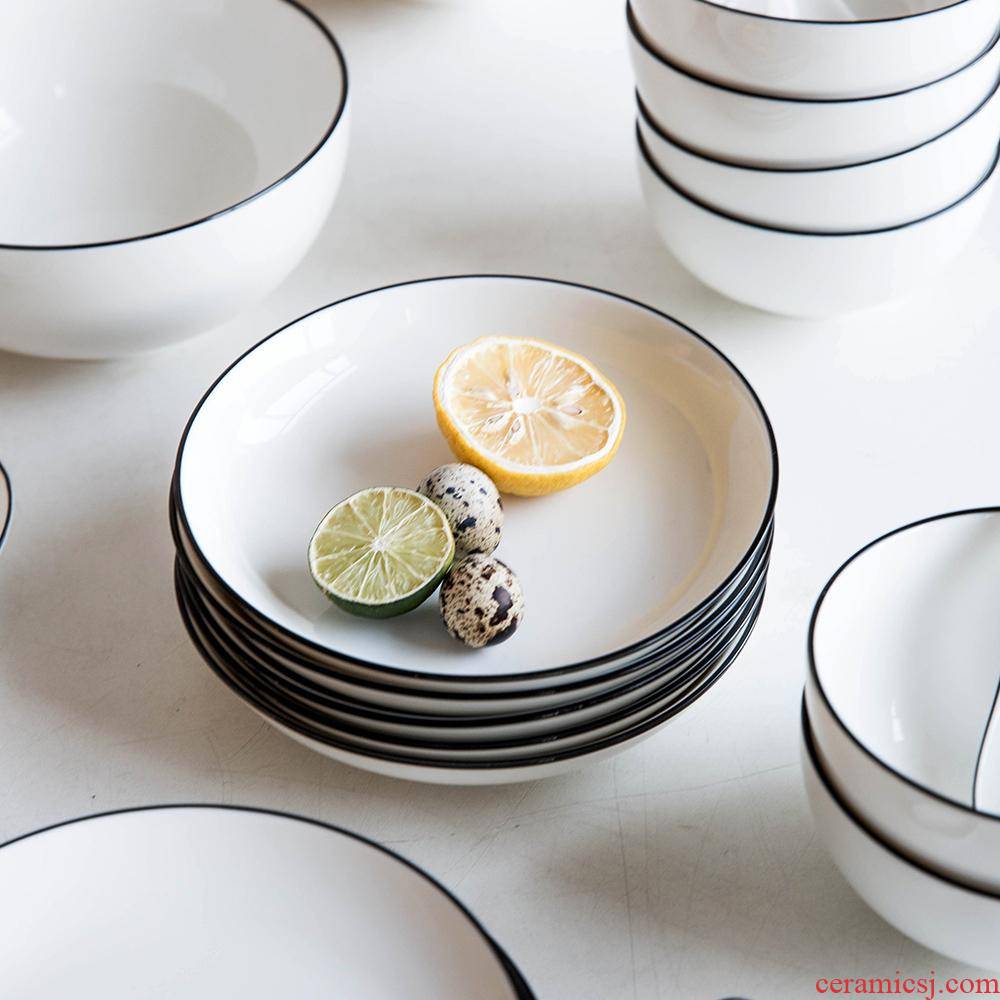 The kitchen European creative black ceramic tableware ins dish dish dish dish food dish bowl of soup plate