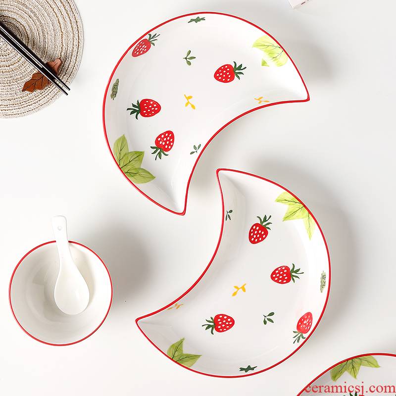 Ceramic dish dish dish household Chinese network red sun type plate reunion party dessert platter individual combination