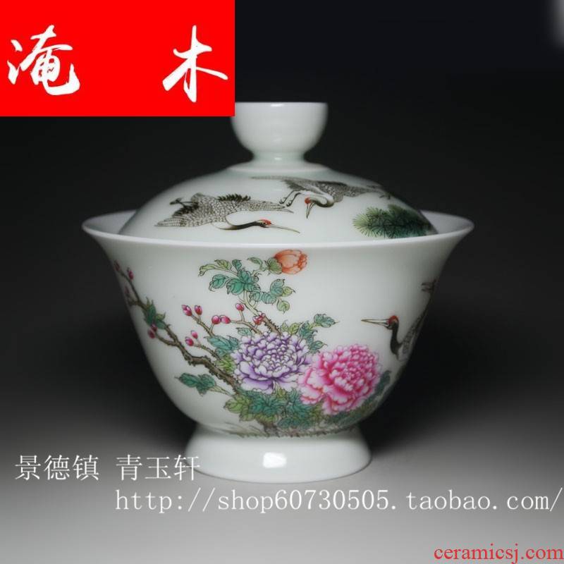 The Six cranes with spring wood jingdezhen fine powder enamel tureen tea with 3607 a