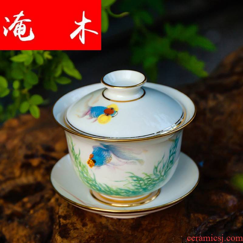 Submerged wood made tea tureen bowl jingdezhen hand - made pastel large only three bowl of ceramic cup