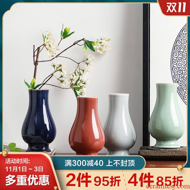 Jingdezhen ceramic creative new Chinese flower arranging device hydroponic dried flower vases, small living room rich ancient frame home furnishing articles