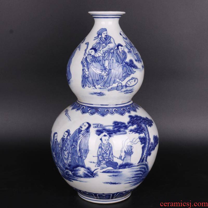 Antique crafts porcelain household of Chinese style living room rich ancient frame furnishing articles the qing qianlong character gourd bottle
