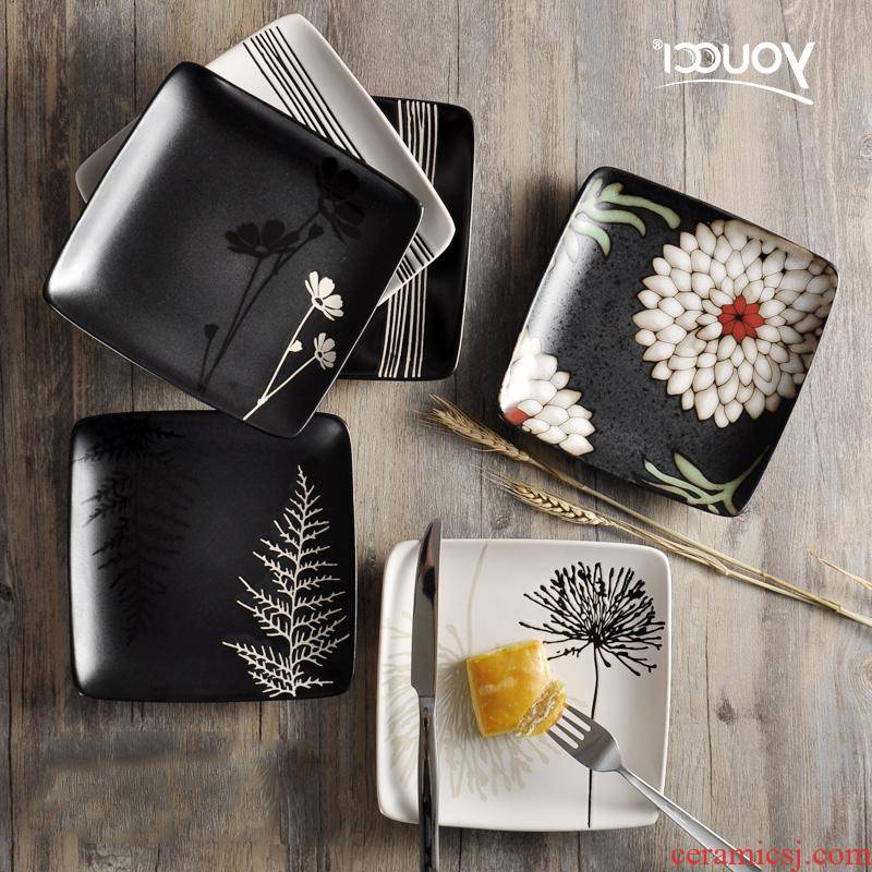 Creative Japanese ceramic plates home the kitchen on the disc small pure and fresh and dessert plate beautiful square move tableware