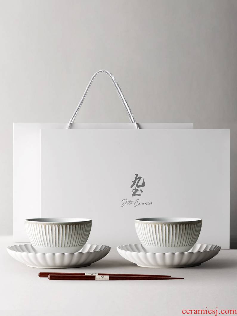 Nine, soil Japanese people eat ceramic dish bowl suit household retro coarse ceramic tableware rainbow such as bowl gift boxes of eating the food