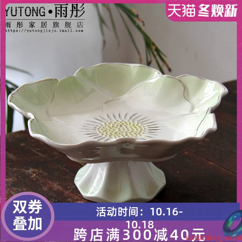 The Best fruit bowl, jingdezhen ceramic silver plated big lotus leaves home sitting room adornment snack plate decoration furnishing articles