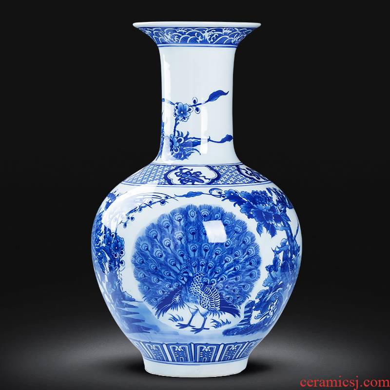 Archaize large blue and white porcelain is jingdezhen ceramics vase sitting room floor furnishing articles TV ark, home decoration