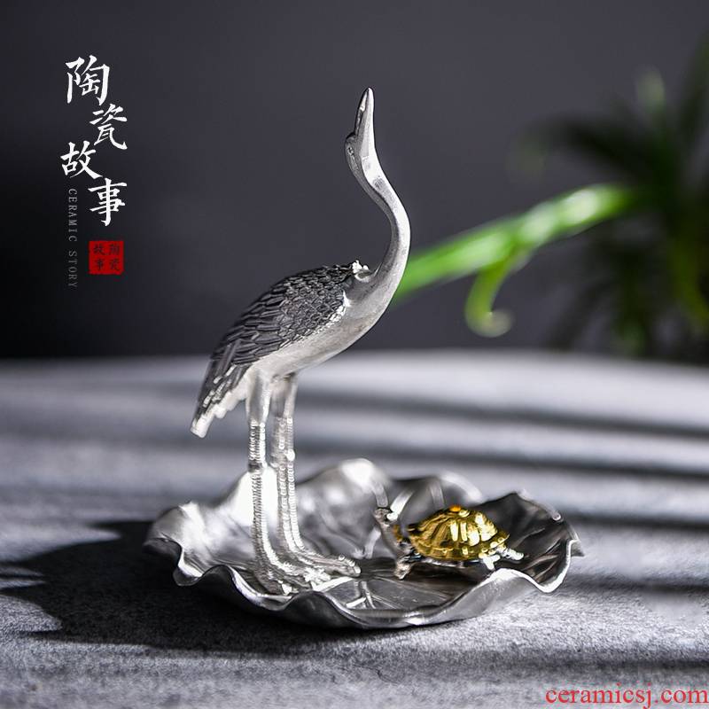 Pure tin ceramic story line xiang xiang inserted kung fu tea tea accessories creative furnishing articles pet upscale incense zen censer