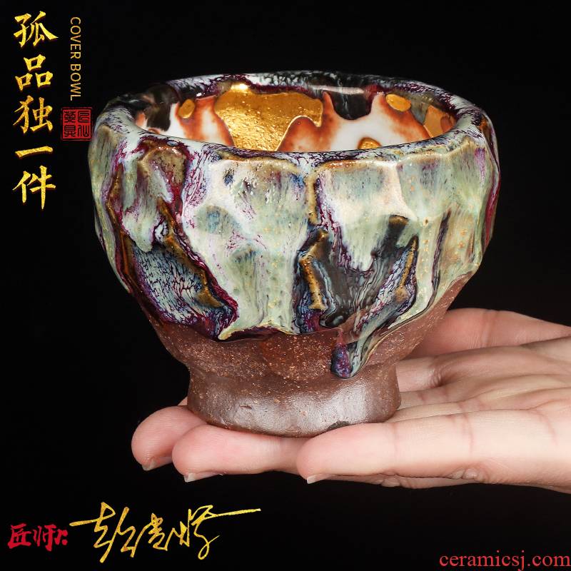 Artisan fairy volunteers wild fire master cup single cup gold household ceramics kung fu tea tea pure manual, sample tea cup