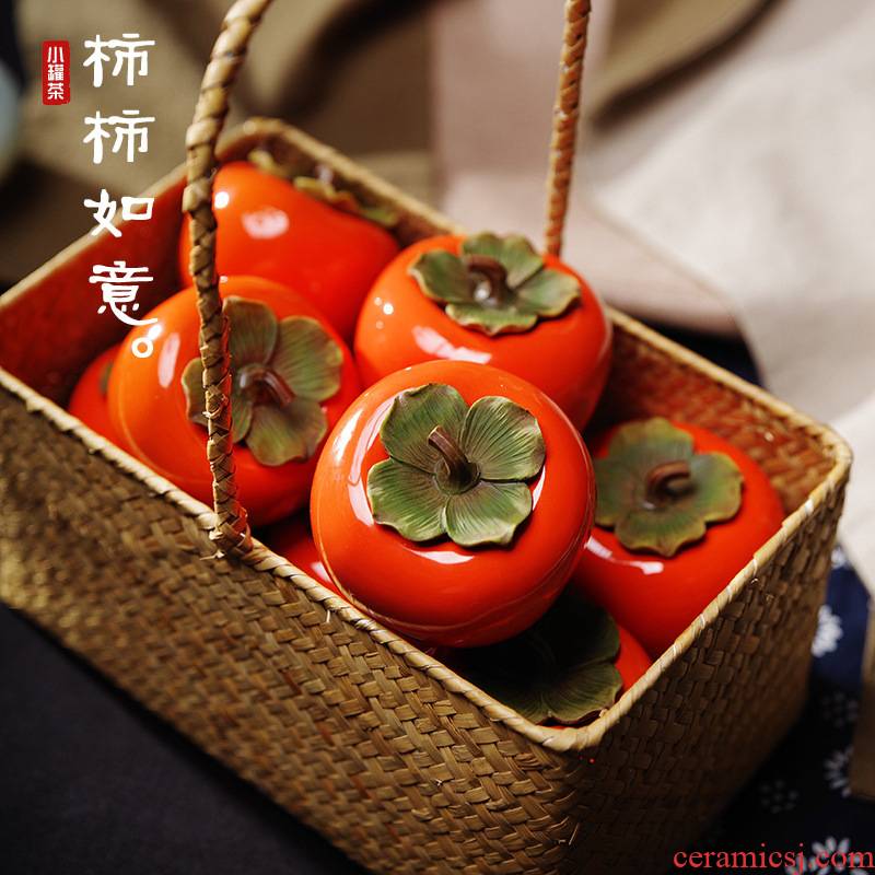 Jingdezhen ceramic simulation little persimmon furnishing articles all the best home sitting room adornment wedding creative decorations