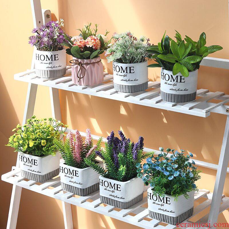 The simulation plant furnishing articles suit green plant ins small potted plant decoration, flower art ceramic fake flowers sitting room other fake grass