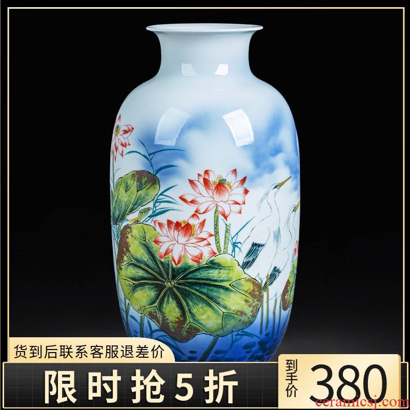 Jingdezhen ceramics hand - made vases, lotus flower arranging idea gourd bottle of large ground sitting room household decorations furnishing articles