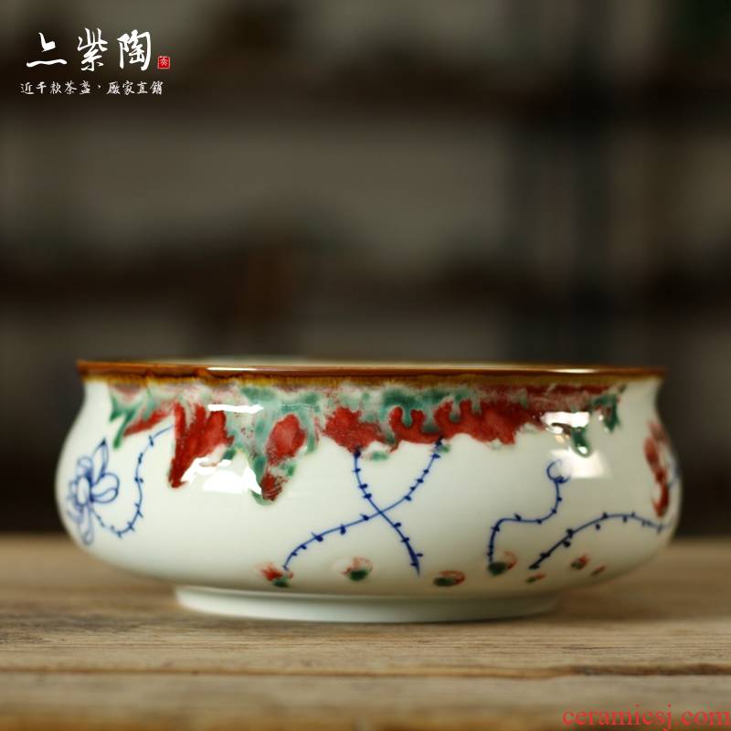 Also the purple pottery hand wash youligong red blue and white porcelain tea cups to wash to ceramic kung fu tea flower pot in restoring ancient ways writing brush washer