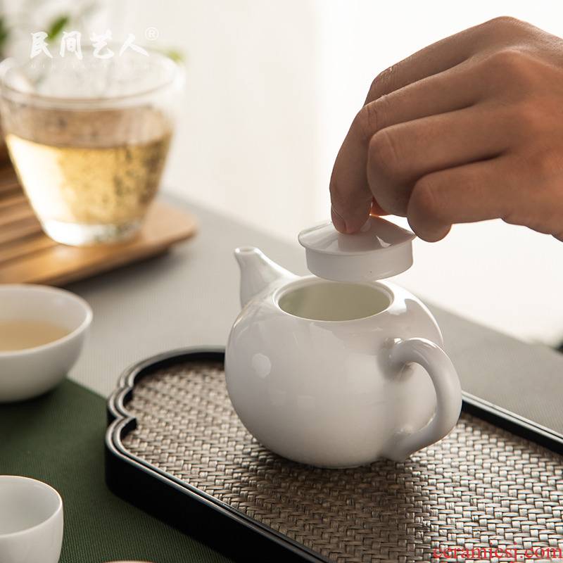 Sweet white glaze high white porcelain household jingdezhen ceramic teapot kung fu teapot size belt thickening the single pot