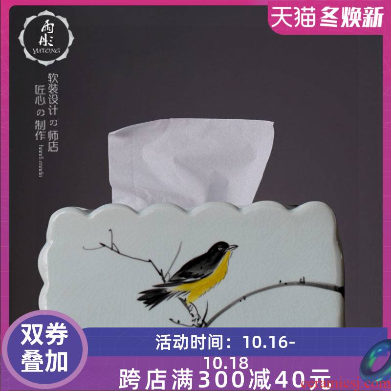 Jingdezhen American country classical Chinese ceramic paper towel box of European decorative sitting room creative household smoke box