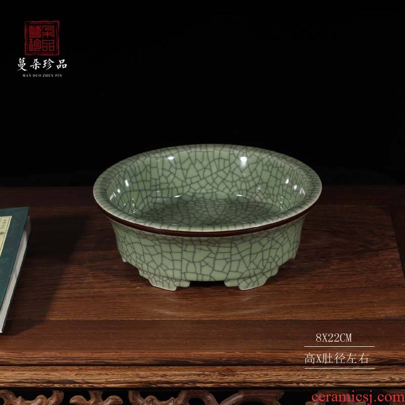 Jingdezhen crack glaze porcelain haitang brother writing brush washer from classical writing brush washer from silver writing brush washer porcelain up with porcelain