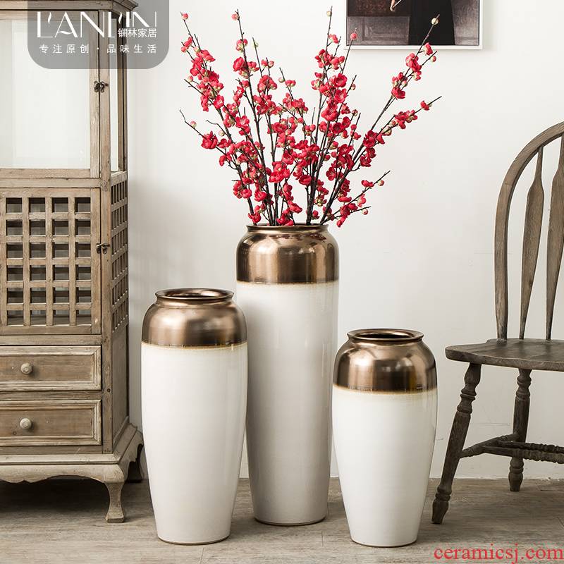Jingdezhen ceramic vase landing, the sitting room porch decorate place large Nordic hotel villa dry flower decoration