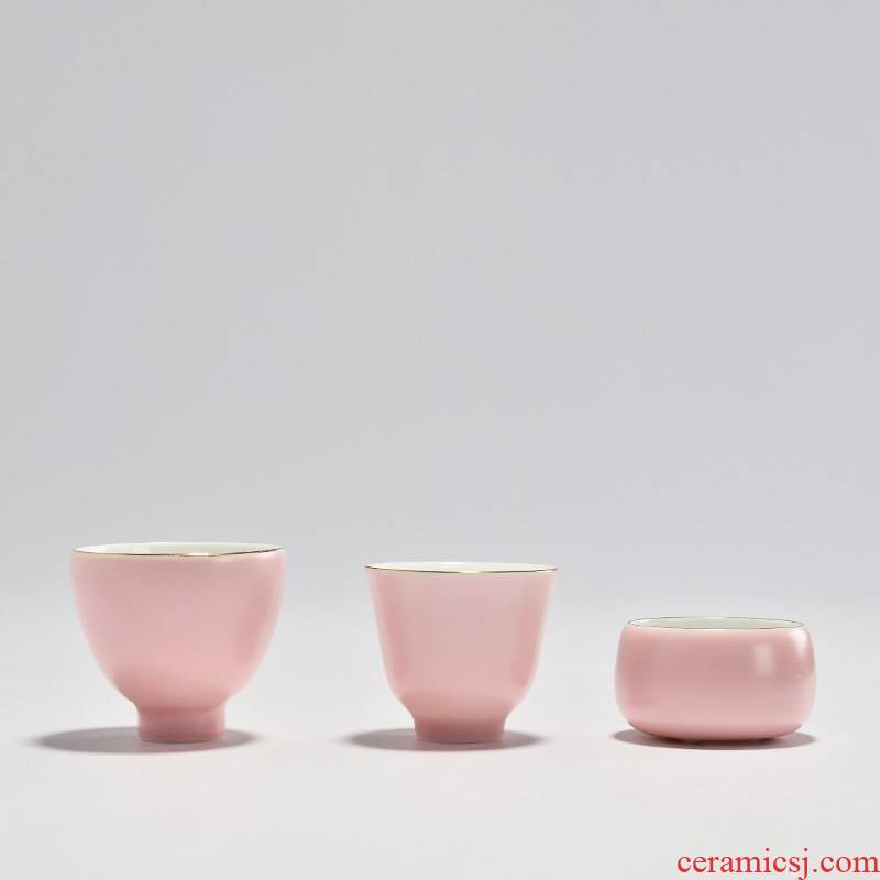 The see colour pink small female sample tea cup ceramic cups kung fu tea set creative, lovely move masters cup single household