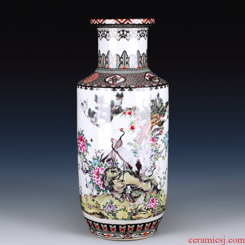 Jingdezhen ceramics powder enamel of large vase simulation flower flower high living room TV ark, furnishing articles ornaments
