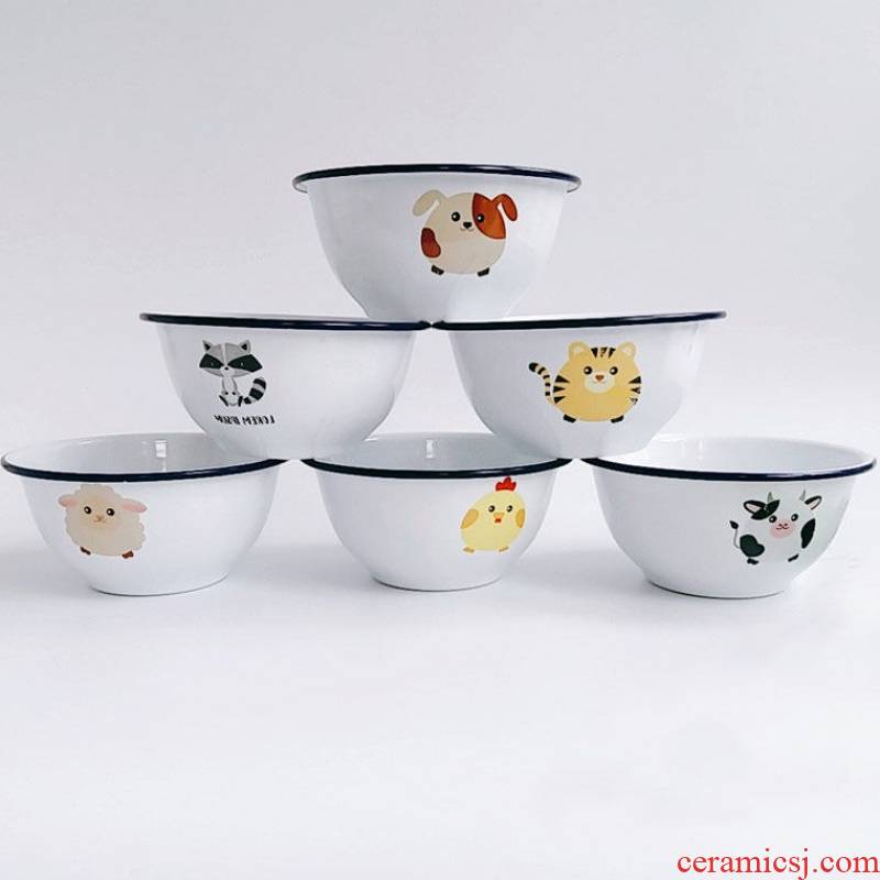 The kitchen with thick enamel cartoon small bowl bowl home children 2 single thick soup bowl rainbow such as bowl dessert bowl