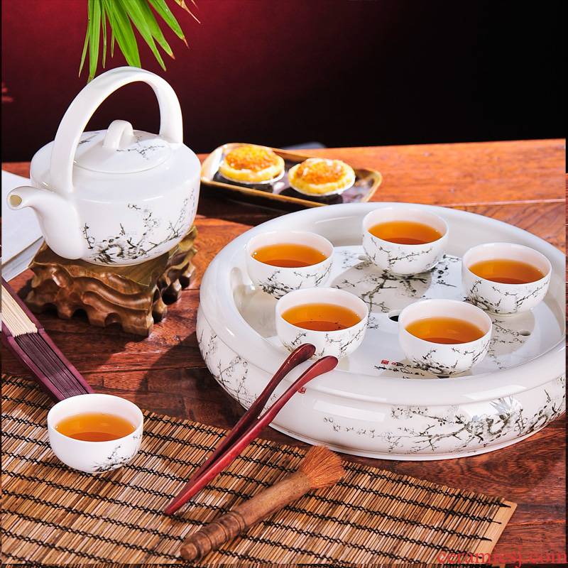 Red xin jingdezhen ceramics 8 head double tea set with cover cup salted and dried name plum the teapot