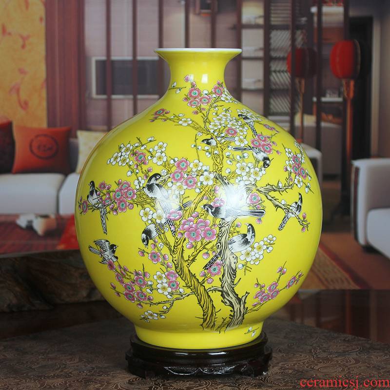Jingdezhen ceramics twelve xi powder enamel vase vase wedding furnishing articles of handicraft pomegranate bottle of I sitting room