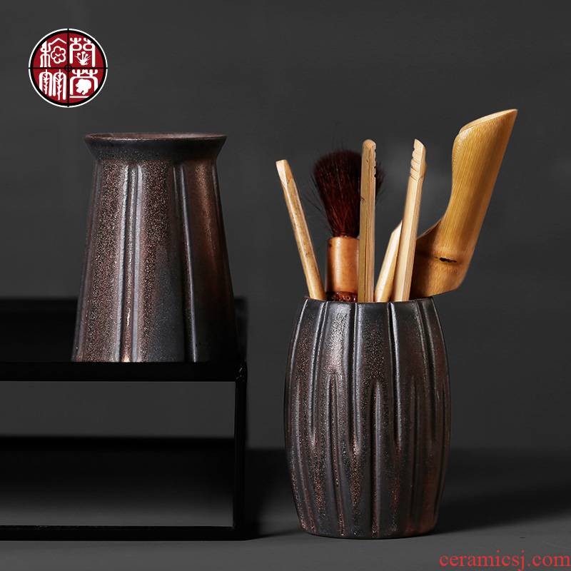 The Six gentleman tea cup tea accessories clip YangHuBi ceramic coarse pottery of a complete set of domestic tea spoon teaspoon