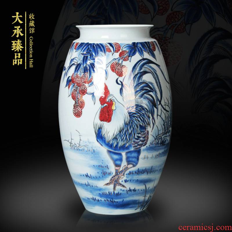 The Famous blue and white see colour porcelain litchi hand - made of golden vase prosperous modern Chinese style household handicraft furnishing articles