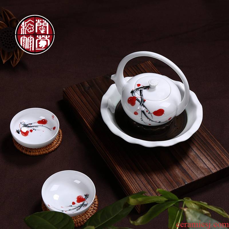 5 hand - made kung fu tea time Mid - Autumn festival gift ceramics system full of blue and white porcelain teacup suit the teapot