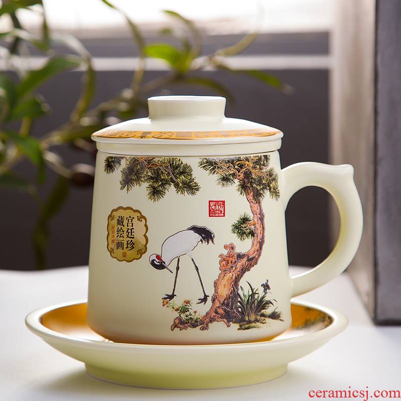 Jingdezhen ceramic cups office glass filter tea cup personal high - capacity tea cup 450 ml