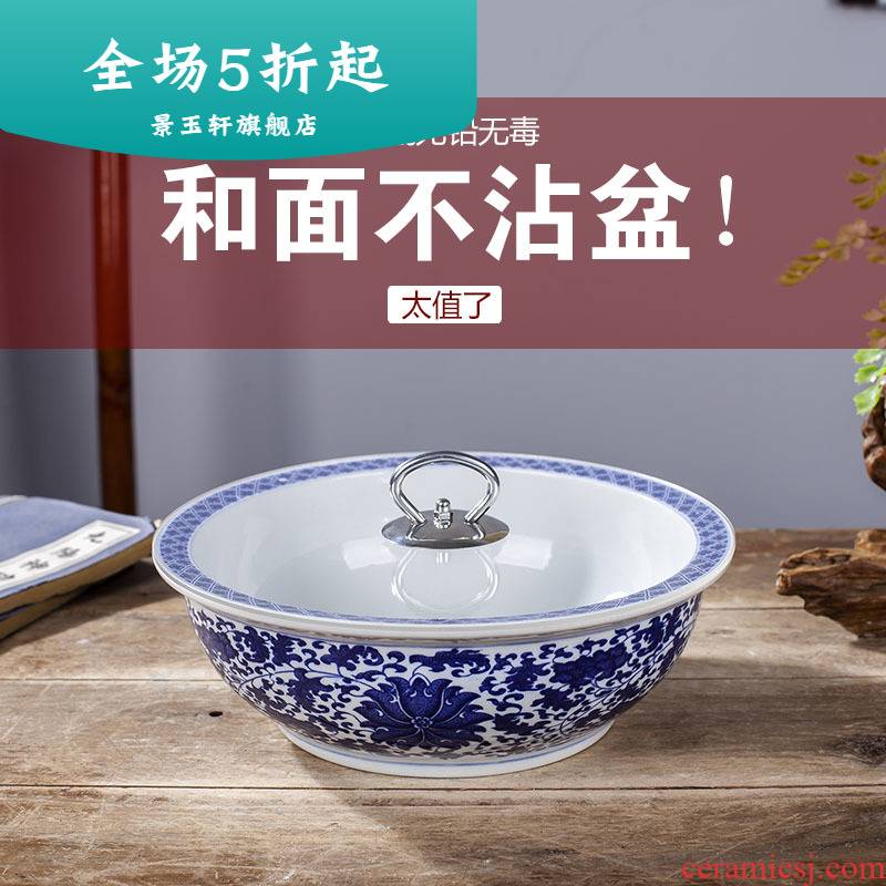 Scene for jingdezhen ceramics and basin basin that wash a face with cover of boiled fish home more large blue and white