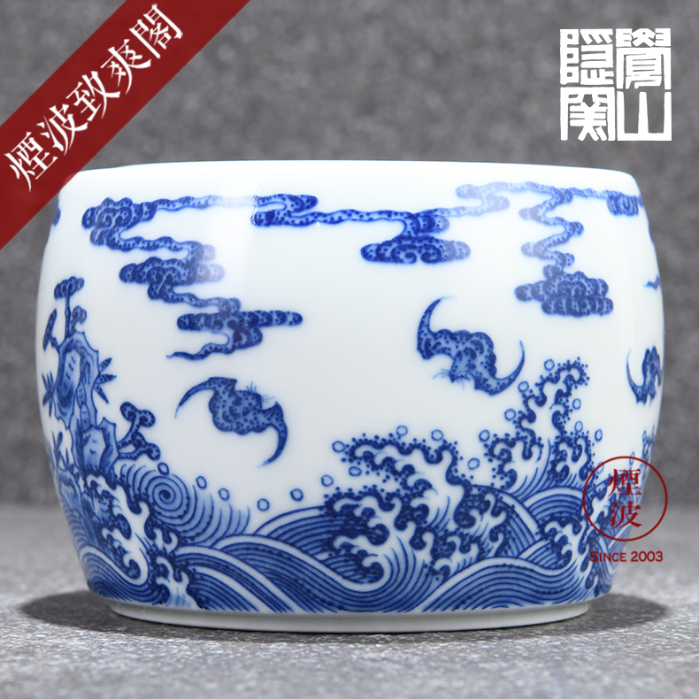 Jingdezhen sleep mountain hidden hand - made porcelain up section shou fortuna 's movement of grain tea canister storage tank