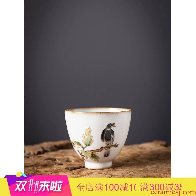 . Poly real view jingdezhen high - end hand - made of painting of flowers and Chinese style your up open piece of checking glass ceramic cups tea master