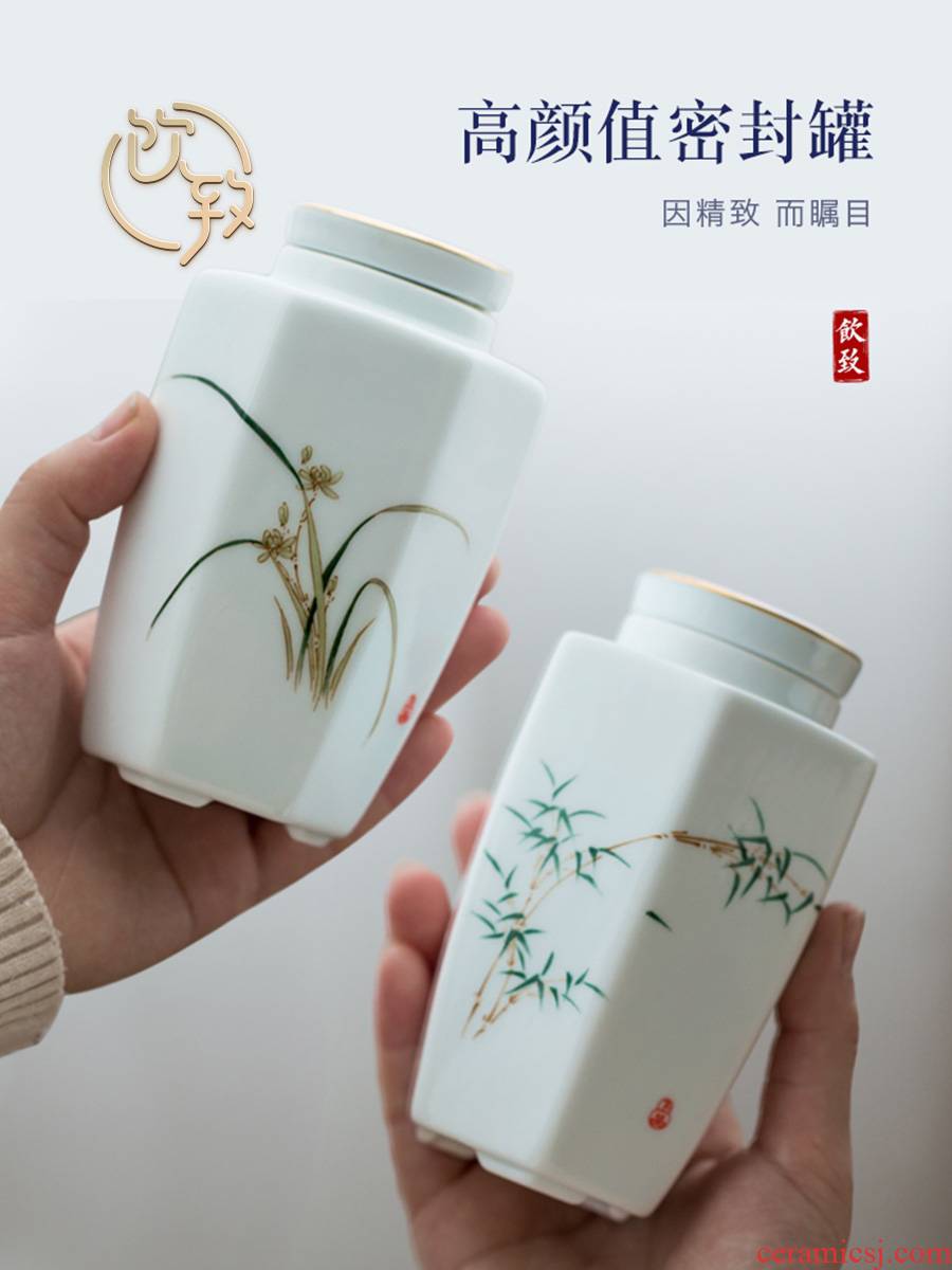 Ultimately responds to bluish white porcelain tea pot hand - made ceramic seal tank mini tea portable small store travel flower POTS