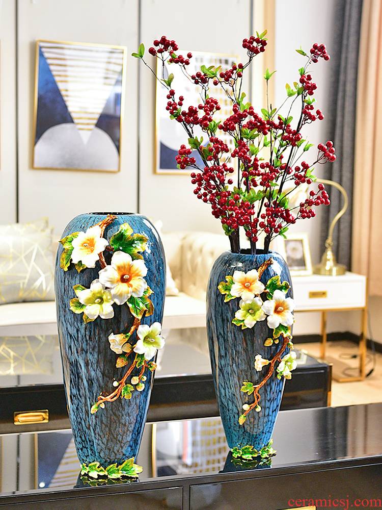 TV ark, beside the ground high - end key-2 luxury furnishing articles colored enamel household act the role ofing is tasted great vase enamel porcelain decoration in the sitting room